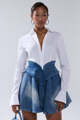 DONT NEED NOBODY DENIM MINI DRESS