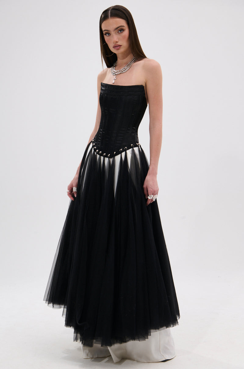 MARRIED TO THE GAME CORSET TOP IN BLACK