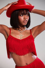 OH SO FRINGE TOP IN RED