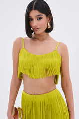 OH SO FRINGE TOP IN GREEN