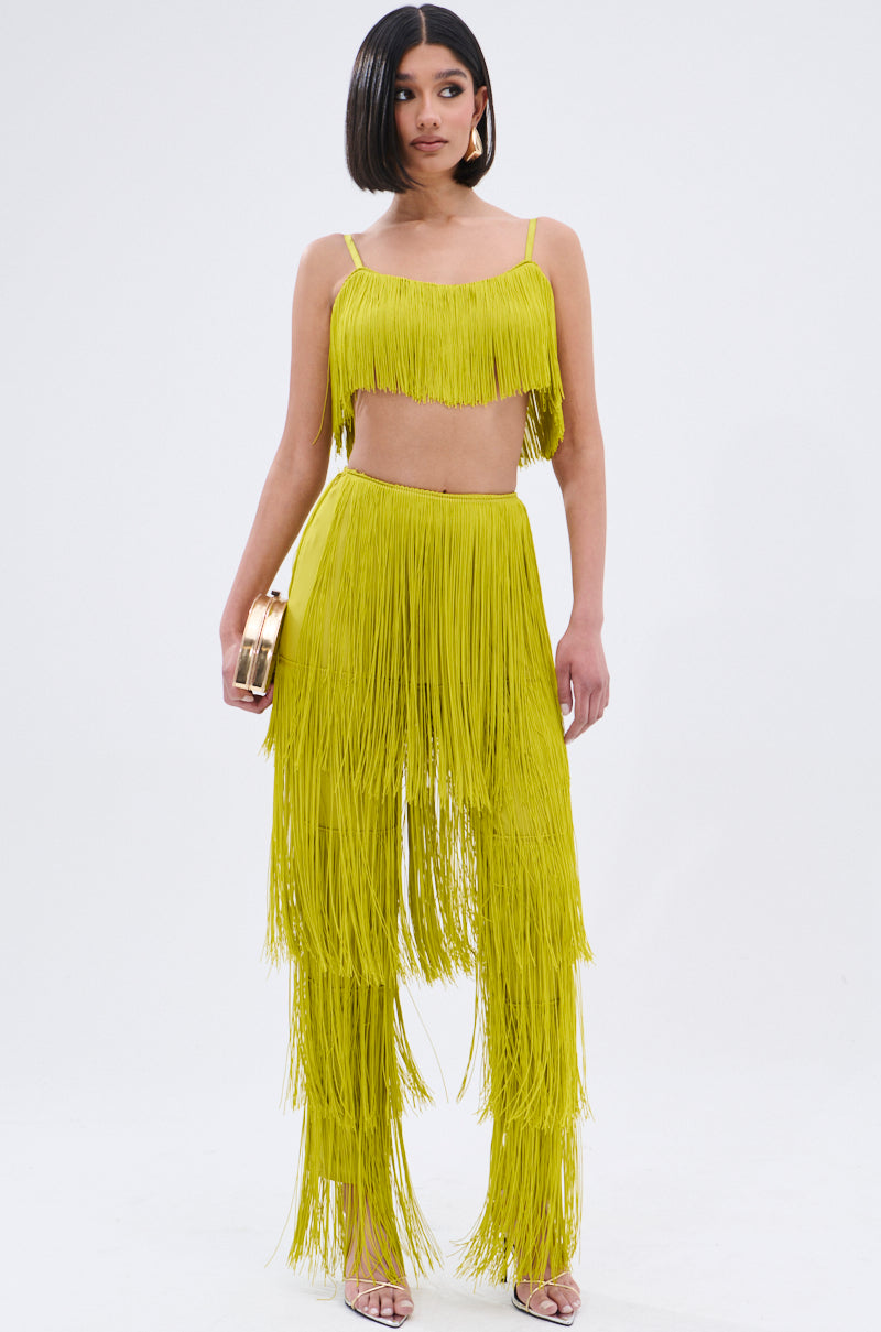 OH SO FRINGE TOP IN GREEN