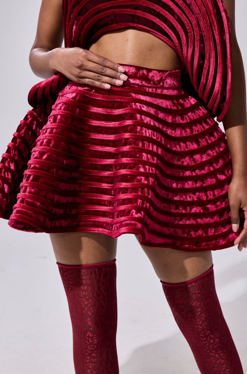 STAR OF THE SHOW VELVET MINI SKIRT
