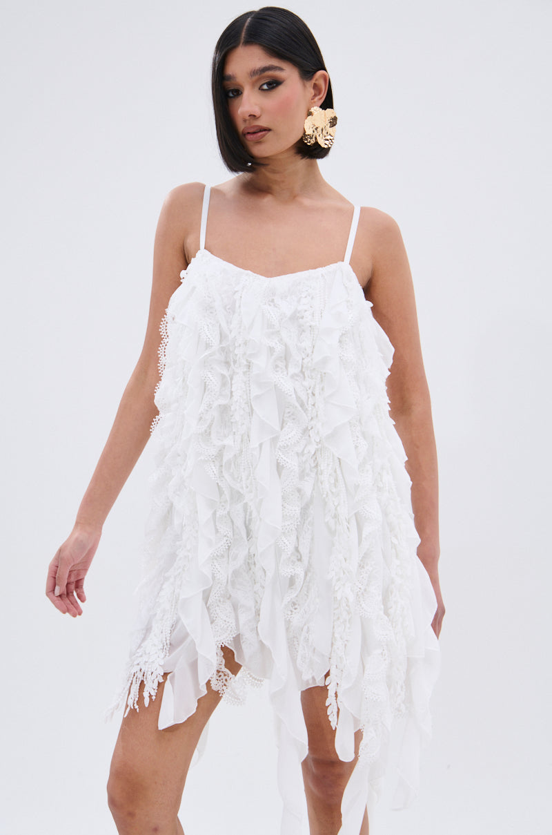 NEVER MET A GIRL LIKE ME RUFFLE MINI DRESS