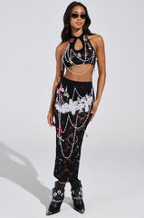 CONTROLLED CHAOS LACE MIDI SKIRT