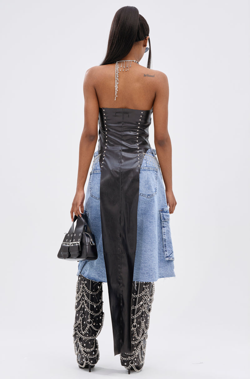 ADDIE FAUX LEATHER BLOUSE