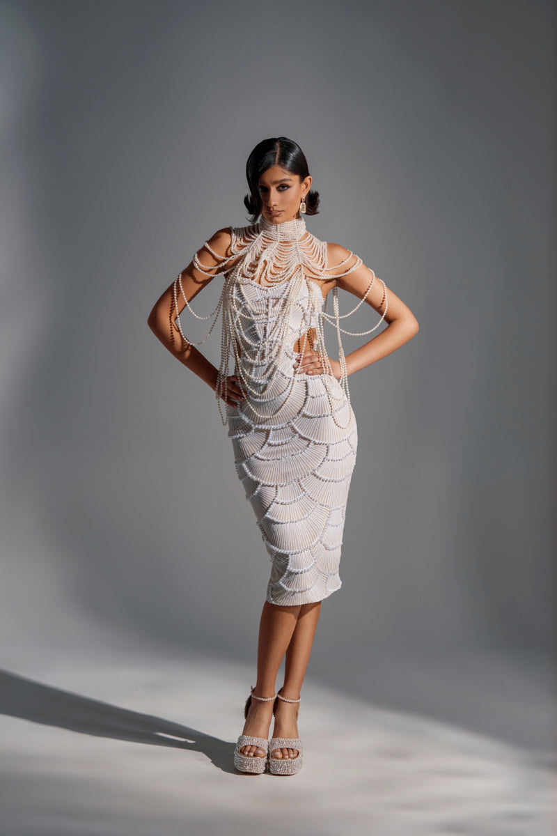 PRINCESS TREATMENT PEARL MIDI DRESS