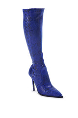AZALEA WANG ZOFIA BLUE SNAKESTILETTO BOOT