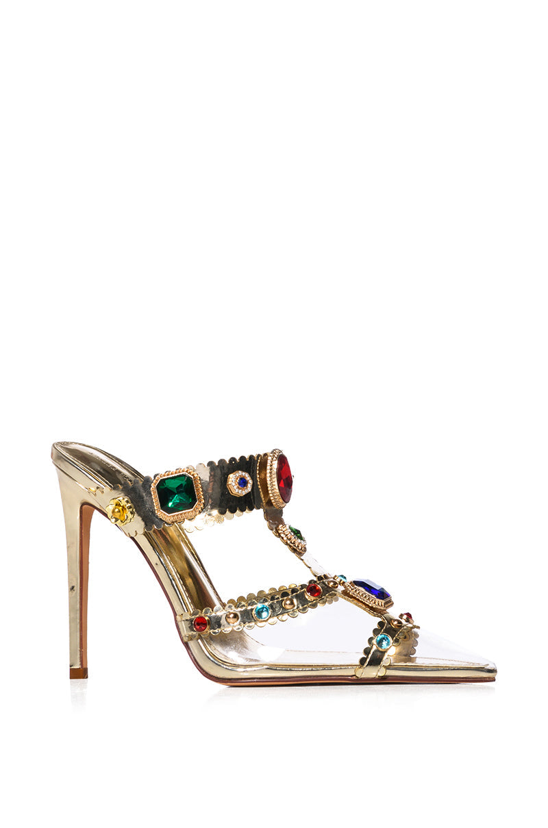 AZALEA WANG ZYA MULTI GOLD EMBELLISHED PVC PUMP