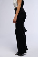 ABOUT MY CASH STRAIGHT LEG WOVEN TROUSER IN BLACK