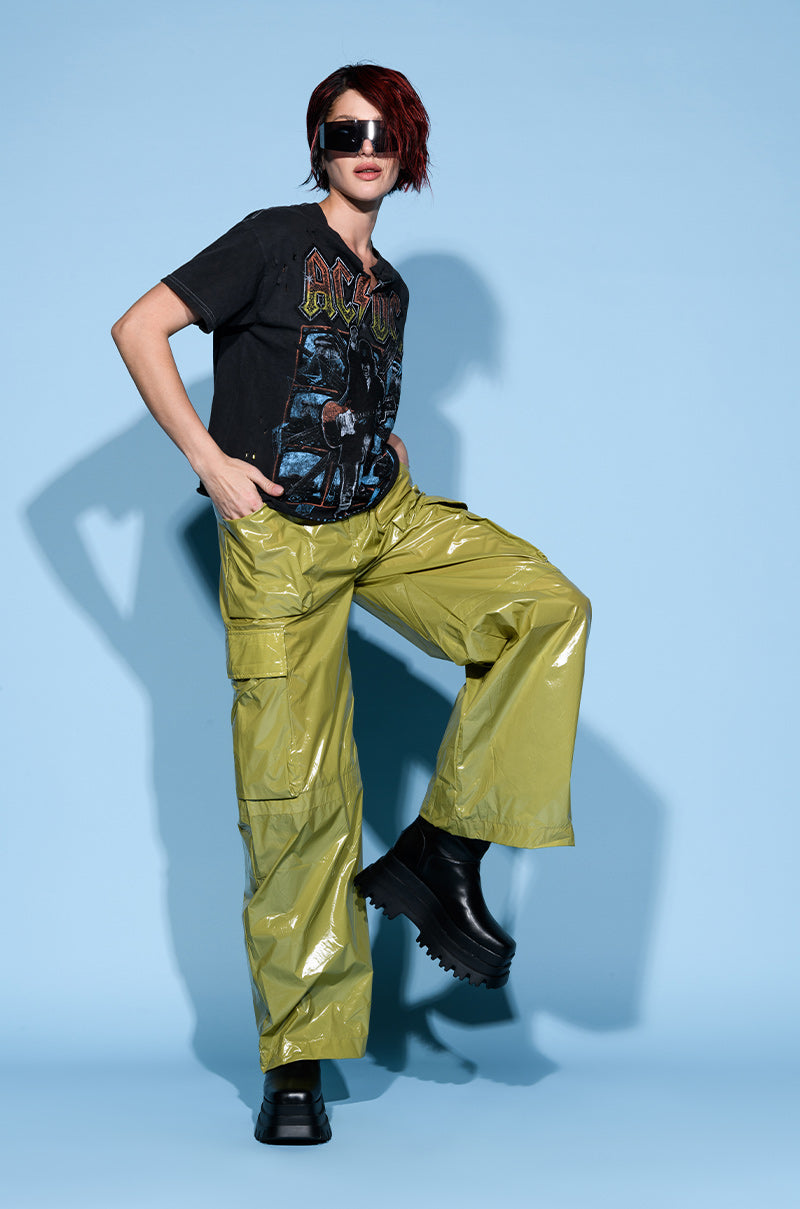 AC DC CROPPED SHREDDED TSHIRT