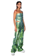 ALIYAH METALLIC DENIM TUBE TOP