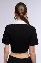 ALL BUSINESS COLLARED CROP TOP