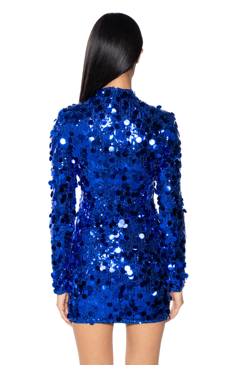 ALWAYS FULL GLAM SEQUIN MINI DRESS