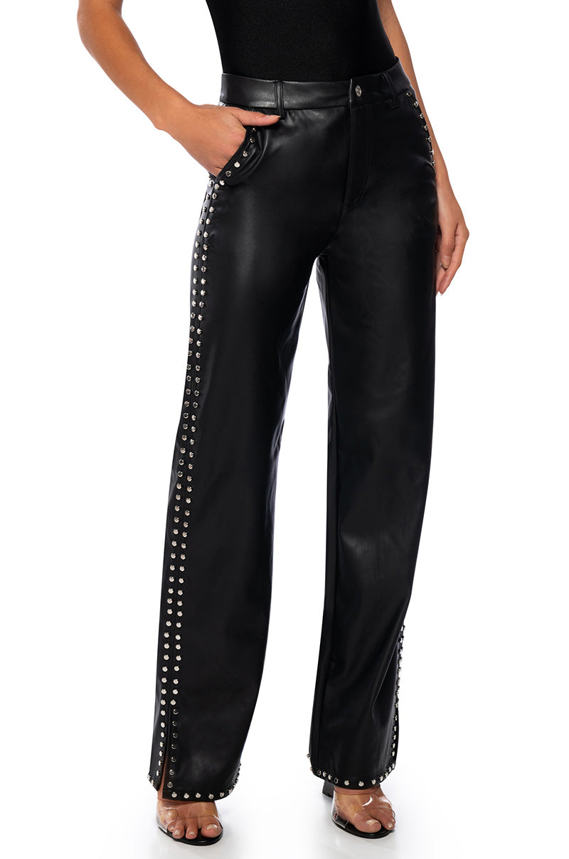 ALWAYS ON TIME FAUX LEATHER WIDE LEG PANT