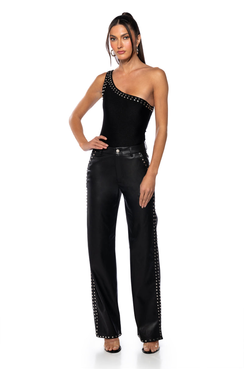ALWAYS ON TIME FAUX LEATHER WIDE LEG PANT