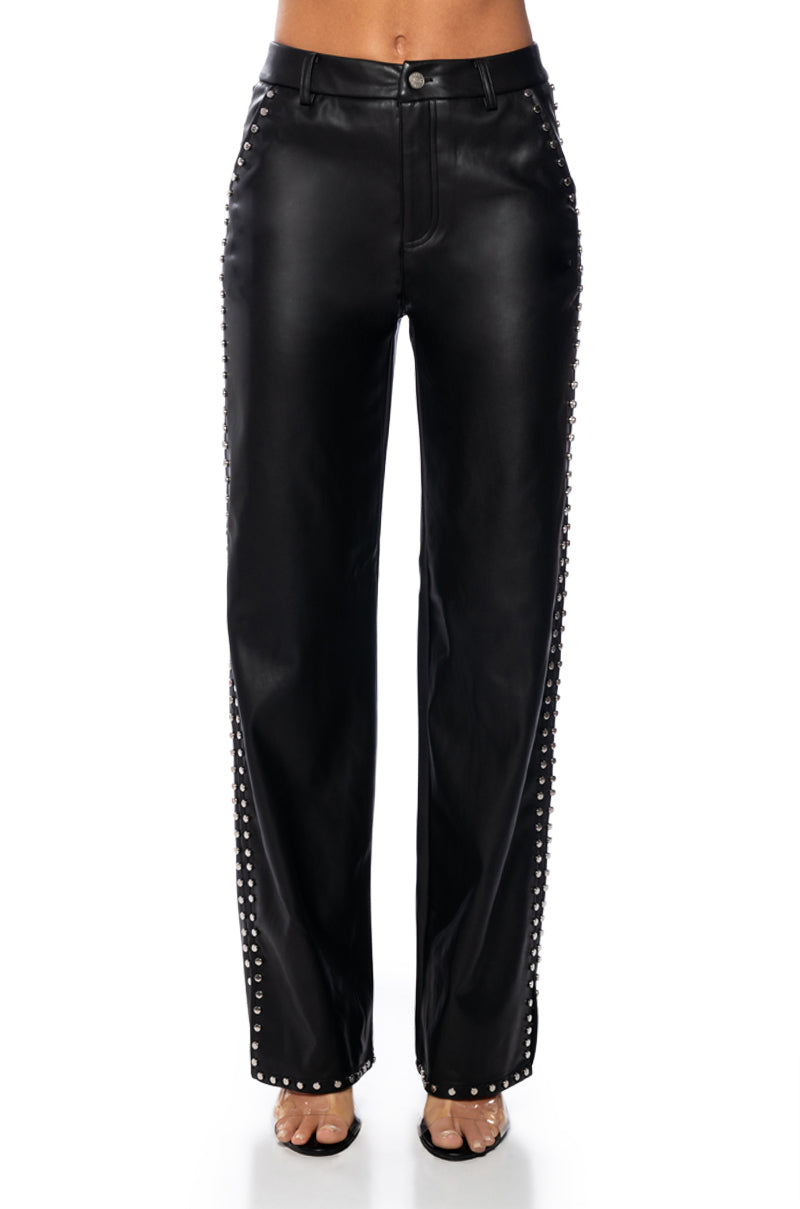 ALWAYS ON TIME FAUX LEATHER WIDE LEG PANT