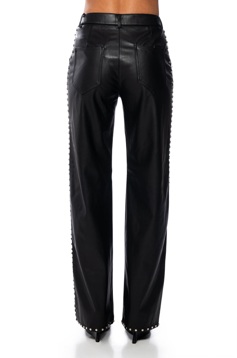 ALWAYS ON TIME FAUX LEATHER WIDE LEG PANT