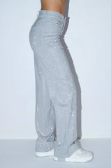 AMMO BONNE SOIREE RHINESTONE CARGO PANTS IN GREY