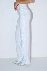 AMMO BONNE SOIREE RHINESTONE CARGO PANTS IN WHITE