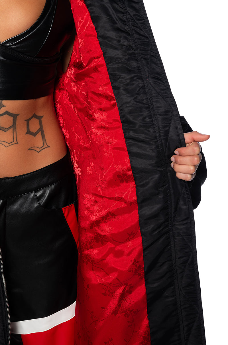 AMMO TRENCH WITH JACQUARD RED LINING