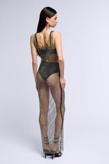ANGEL RHINESTONE MESH MAXI DRESS