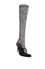 ANNALISE BLACK MESH OPEN TOE SANDAL BOOT