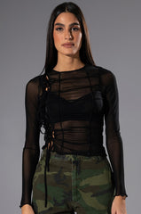 ATTENTION LONG SLEEVE MESH TOP