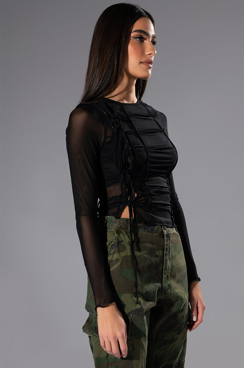 ATTENTION LONG SLEEVE MESH TOP