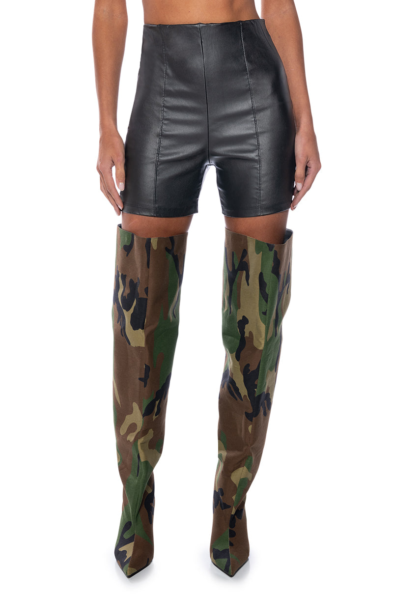 AVA FAUX LEATHER BIKER SHORTS