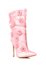 AZALEA WANG ACACIA PINK FLOWER EMBELLISHED BOOTIE