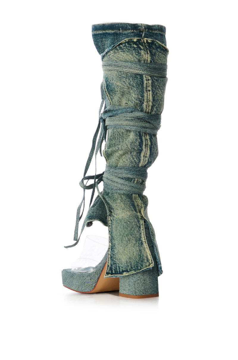 AZALEA WANG AERIAL BLUE DENIM WASHED SANDAL