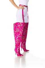 AZALEA WANG ALONDRA PINK BUCKLED BOOT