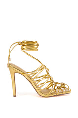 AZALEA WANG AMENRA GOLD CAGED STRAPPED SANDAL