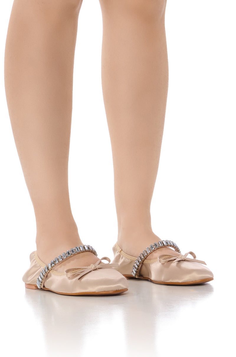 AZALEA WANG BALLET DIAMANTE NUDE FLAT