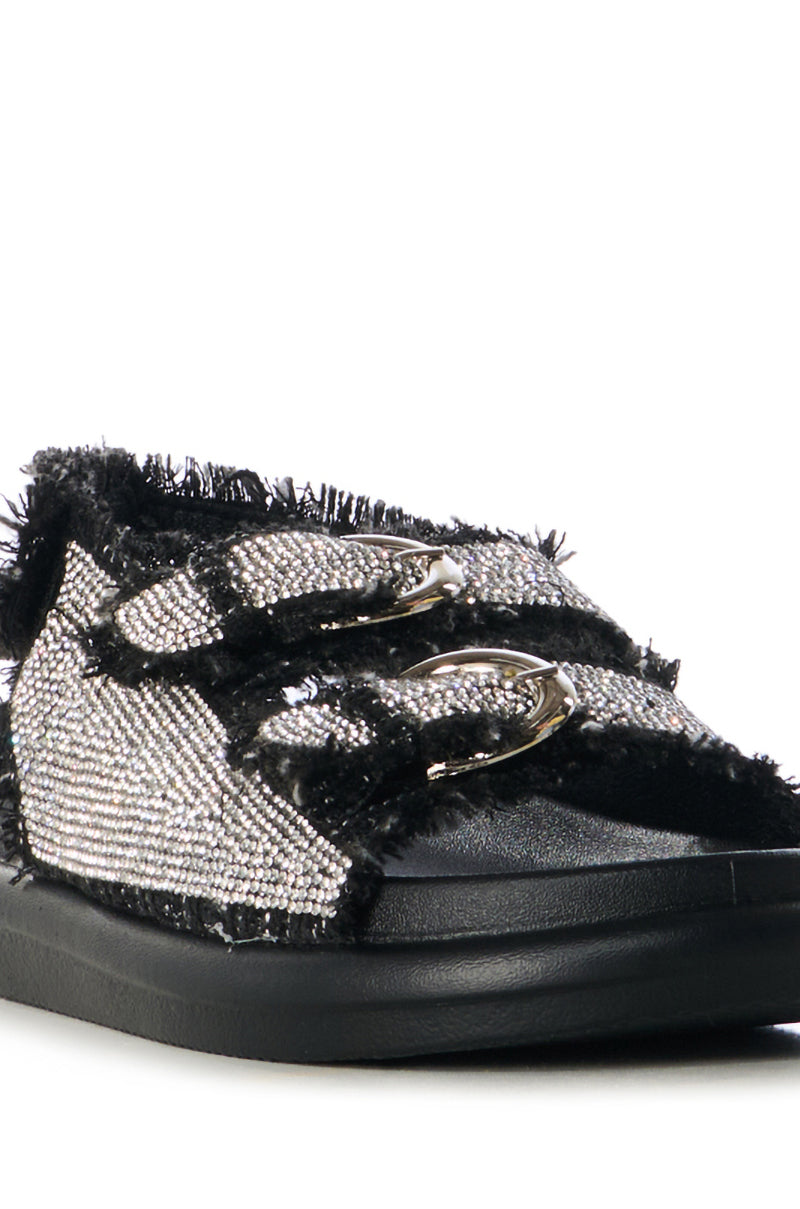 AZALEA WANG BASIA BLACK SILVER RHINESTONE SANDAL