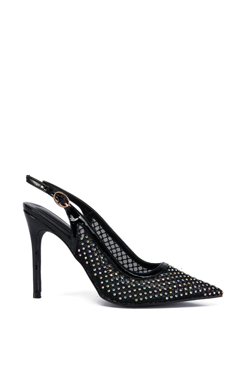 AZALEA WANG CARMINE BLACK DIAMOND MESH PUMP