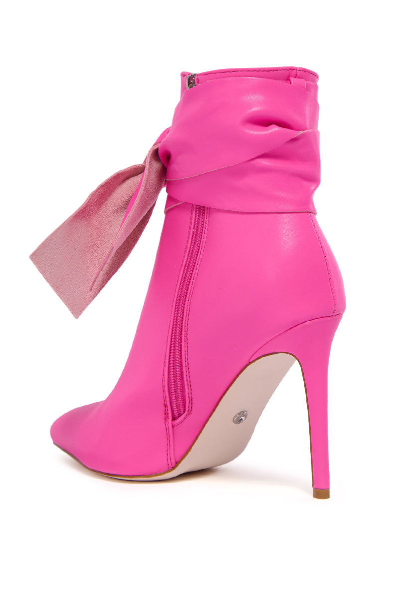AZALEA WANG CHAUD PINK TIE STILETTO BOOTIE