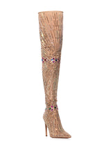AZALEA WANG CHEVELLE MESH EMBELLISHED BOOT IN MULTI