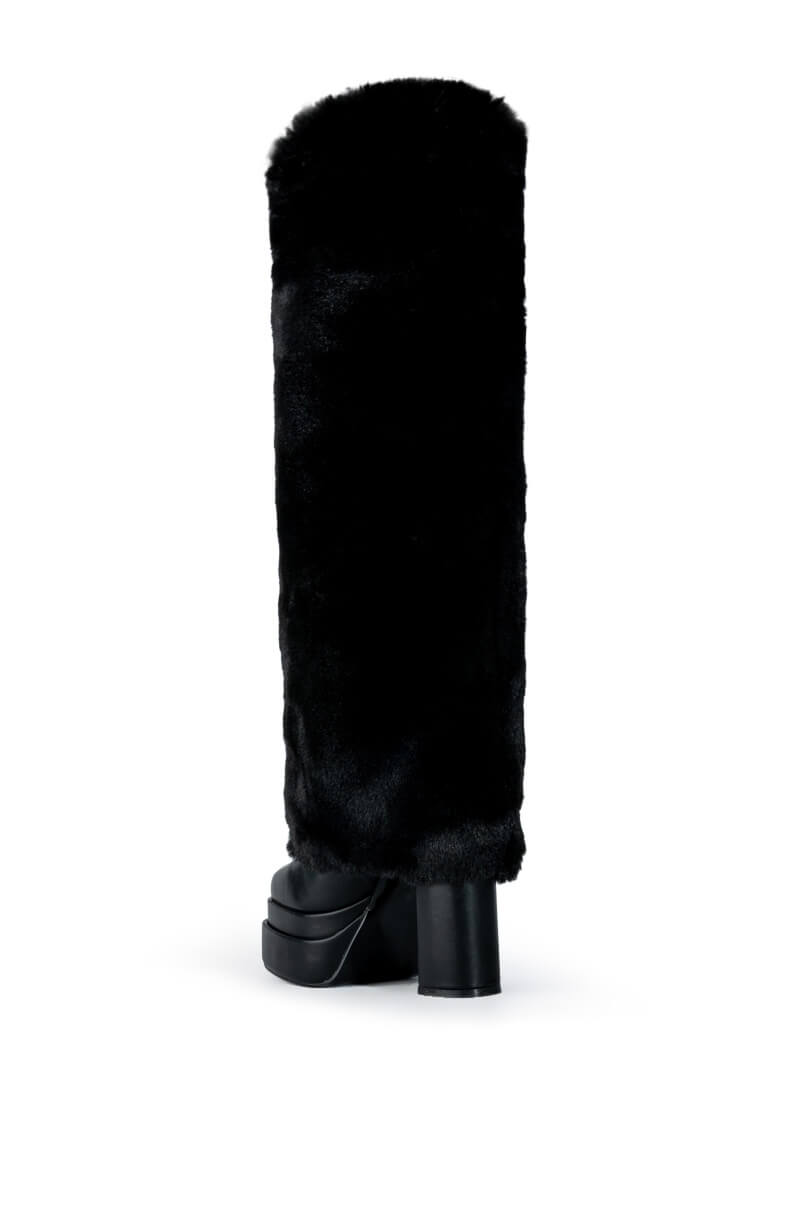 AZALEA WANG COCO FUR FOLD OVER BOOT IN BLACK