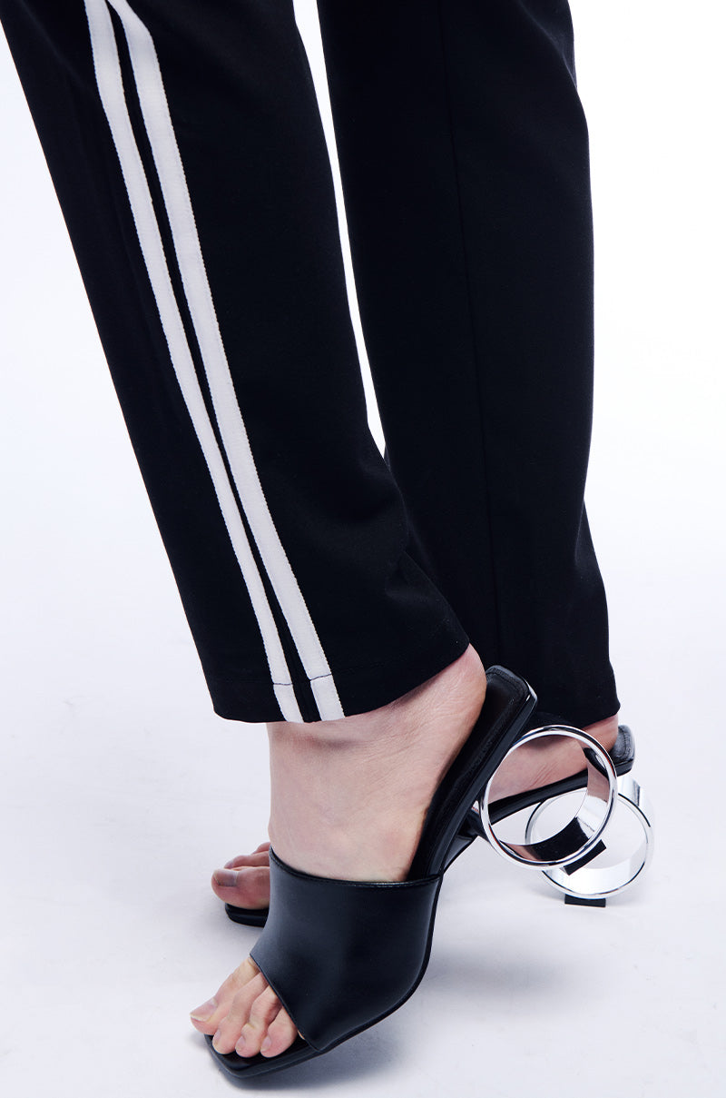 AZALEA WANG CORABEL BLACK CIRCULAR HEEL SANDAL