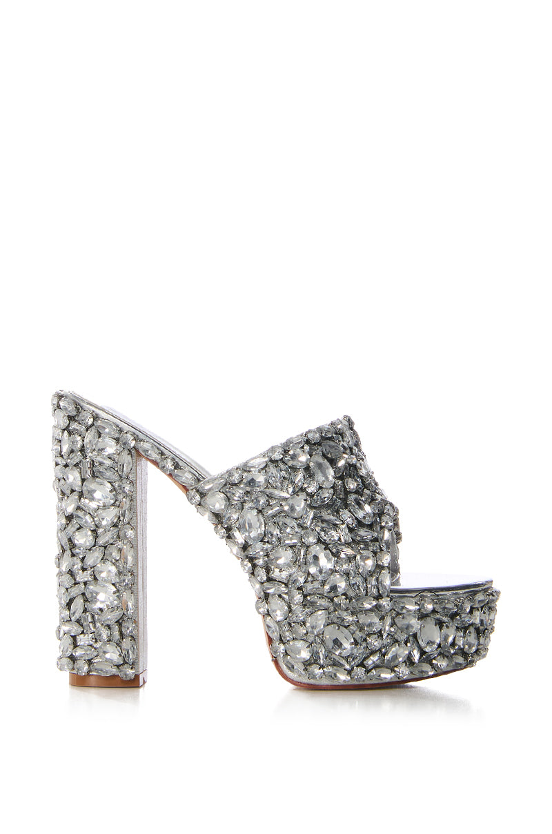 AZALEA WANG DARSI SILVER DIAMOND EMBELLISHED SANDAL