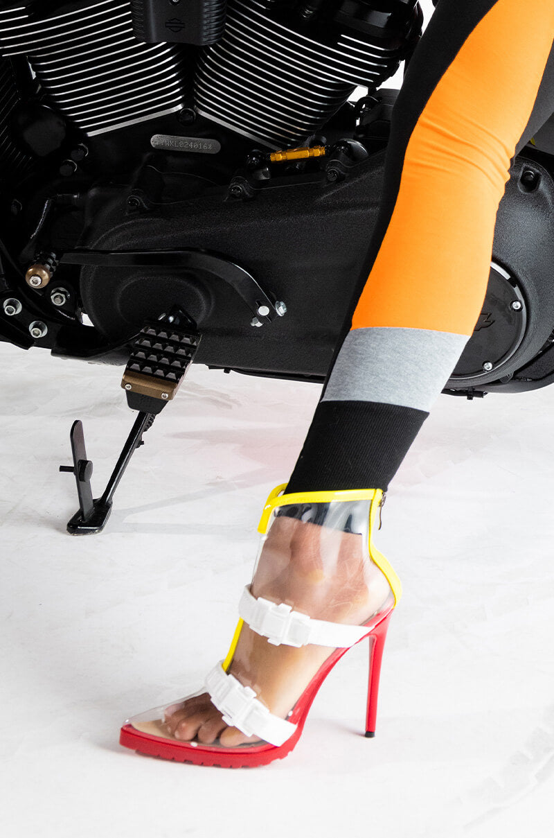 AZALEA WANG DO IT LIKE I DO STILETTO BOOTIE IN RED MULTI