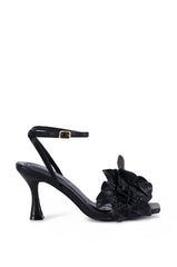 AZALEA WANG ELISEO BLACK FLOWER SANDAL
