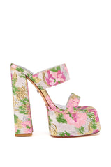 AZALEA WANG EUNICE PINK BROCADE PLATFORM SANDAL
