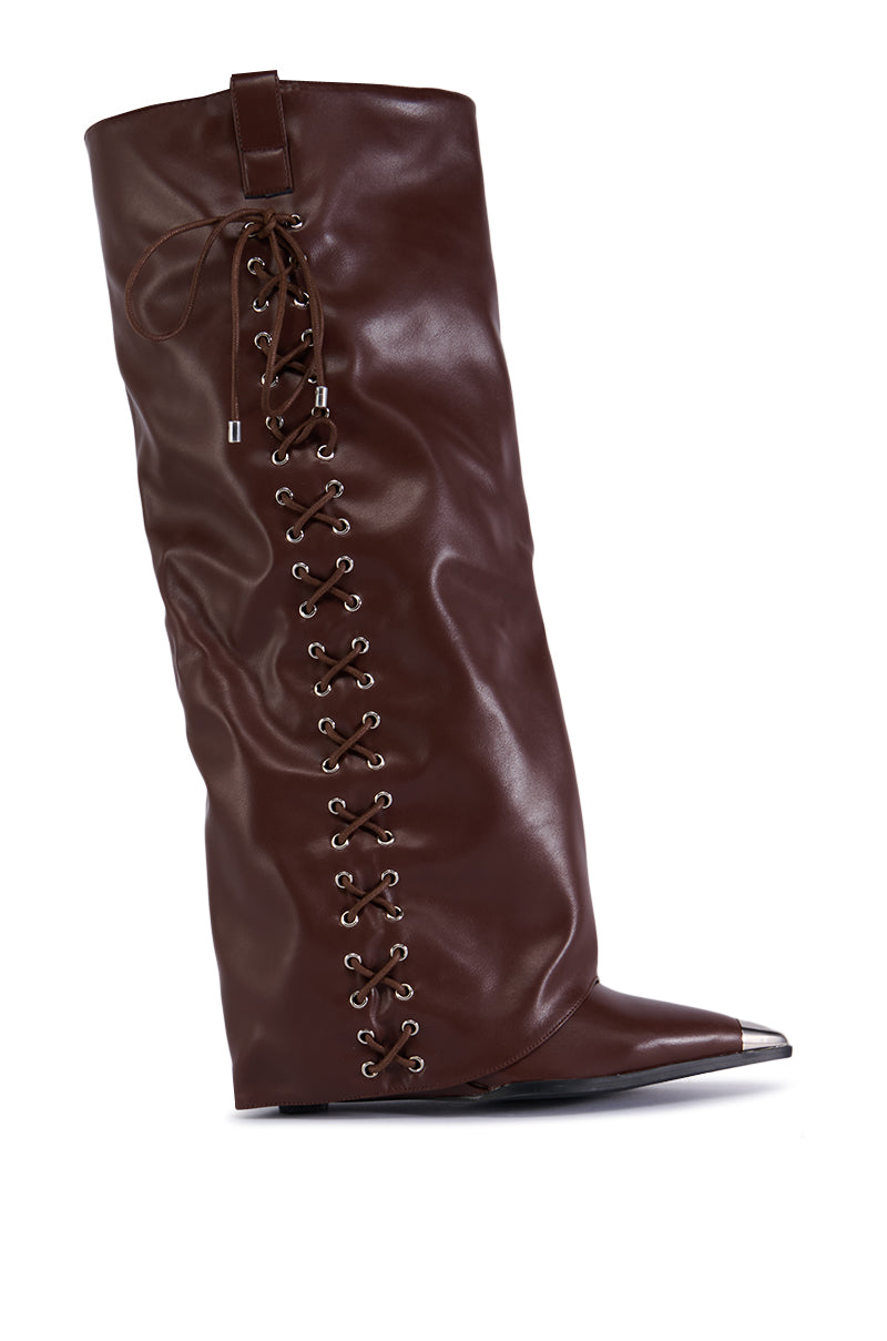 AZALEA WANG FLEURETTE WESTERN BOOT IN CHOCOLATE BROWN