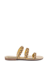 AZALEA WANG GYLLIAN GOLD EMBELLISHED FLAT SANDAL