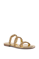 AZALEA WANG GYLLIAN GOLD EMBELLISHED FLAT SANDAL
