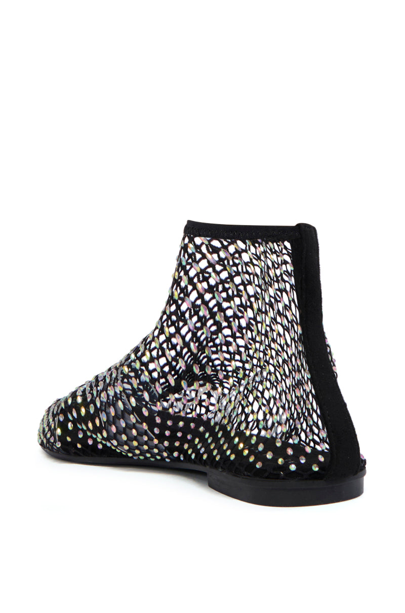 AZALEA WANG HELOISE MESH RHINESTONE FLAT IN BLACK