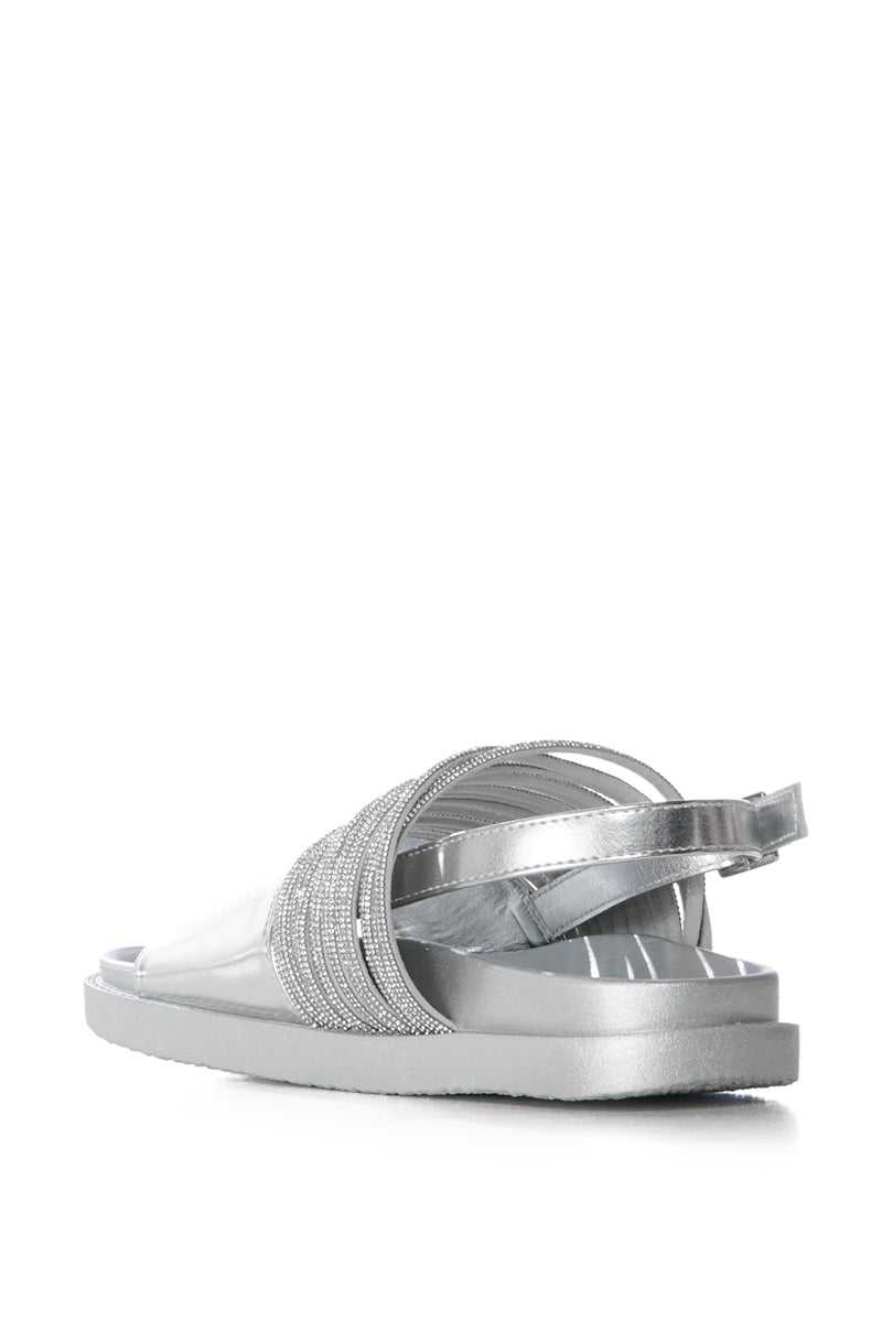 AZALEA WANG HILAIRE SILVER DIAMOND ROPE EMBELLISHED SANDAL