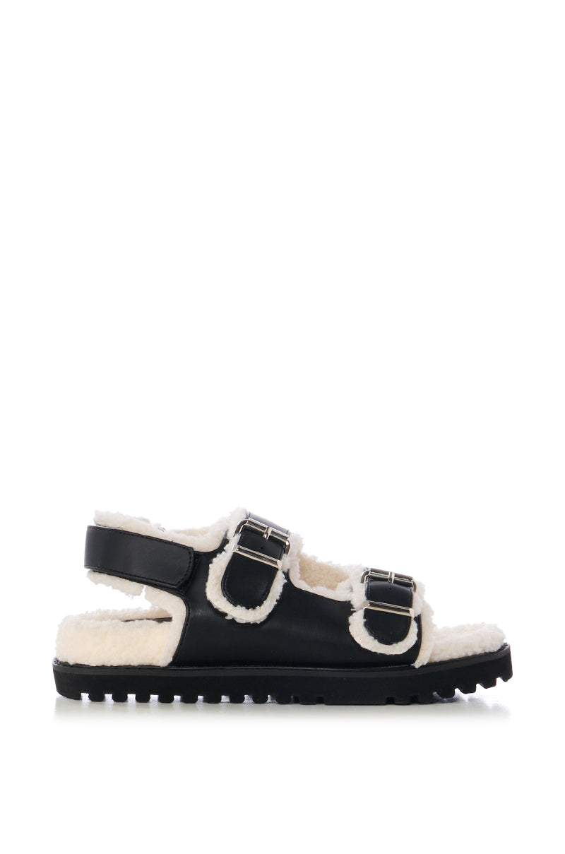 AZALEA WANG HOXTON FUZZY SANDAL IN BLACK